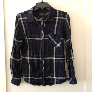 Rails Blue Navy Plaid Long Sleeve XS